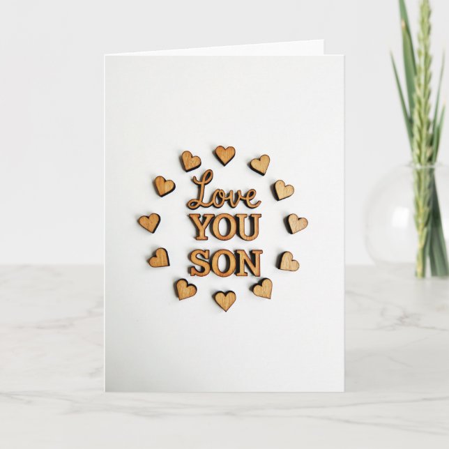 Love You Son Wood Art Card (Front)