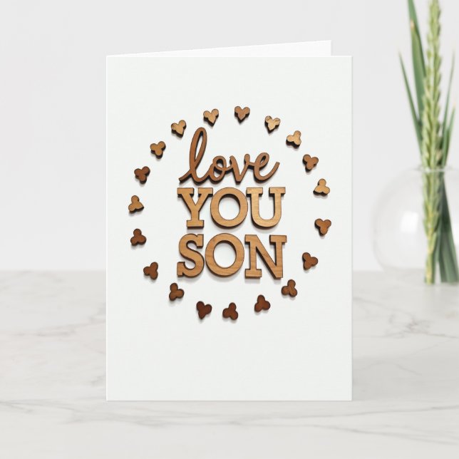 Love You Son Wooden Letter Card (Front)
