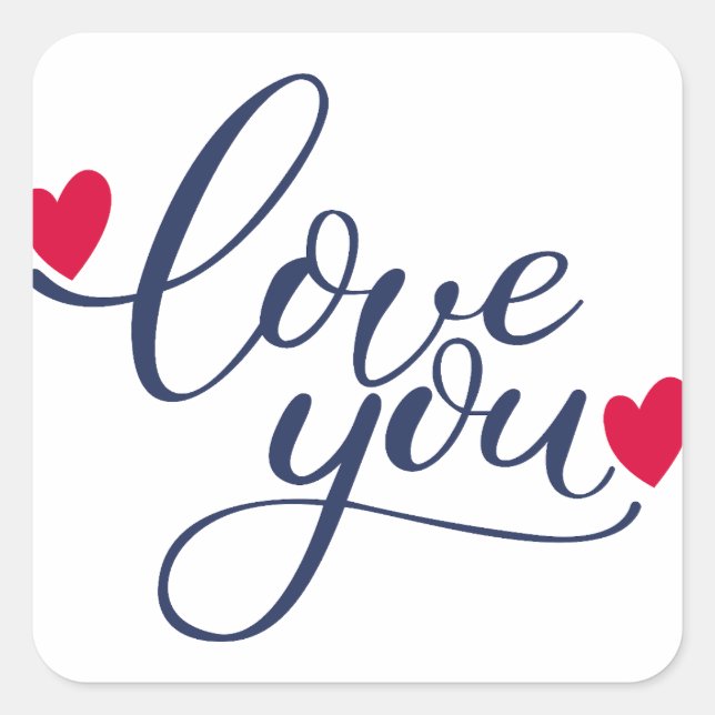 Love You Square Sticker (Front)