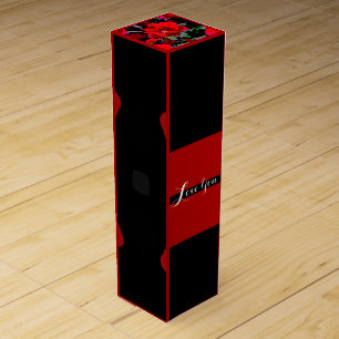 Love You - Squared Red poppy Wine Box