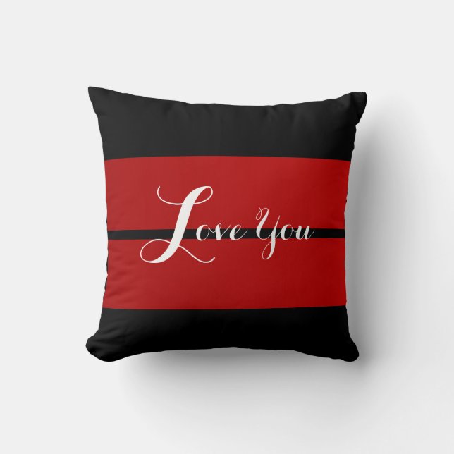 Love You - Squared Red  Throw Pillow (Front)