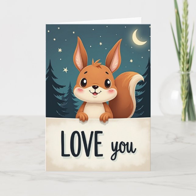 Love You Squirrel Night Sky Card (Front)