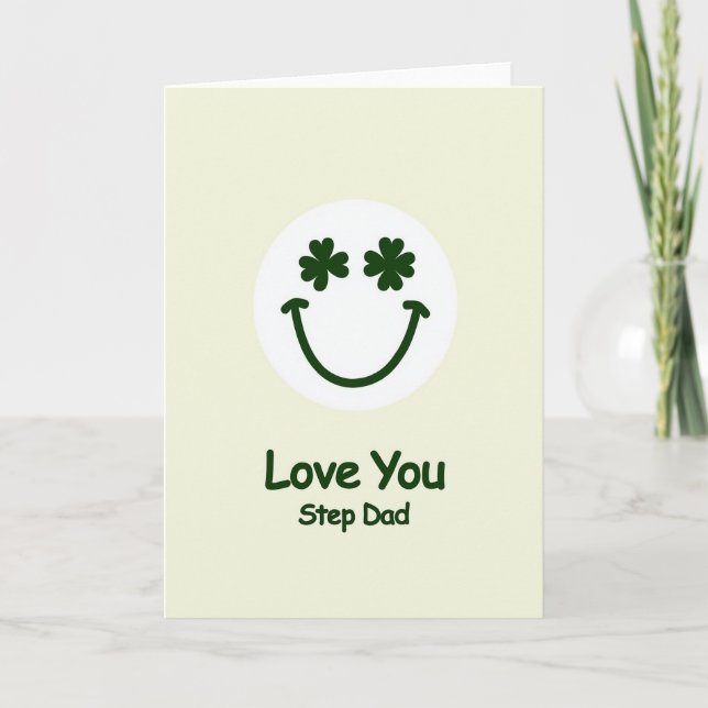 Love You Step Dad Green Emoji Card (Front)