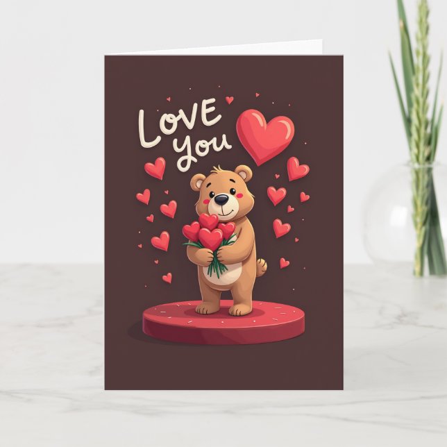 Love You Teddy Bear Card (Front)