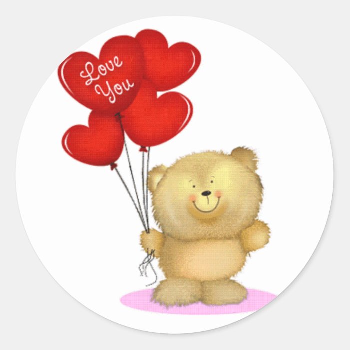 Love You Teddy Bear holding heart ballons Stickers