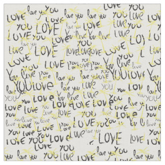 Love You Text Art  Fabric