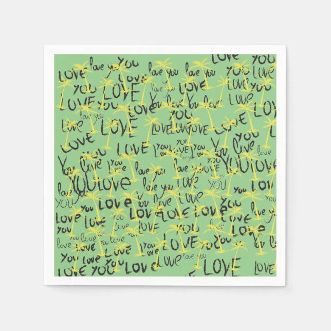 Love You Text Art  Napkins (Front)