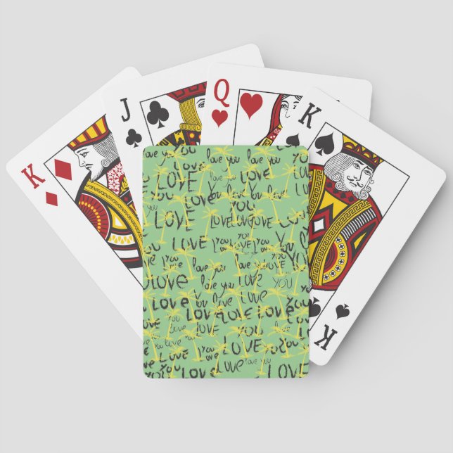 Love You Text Art  Poker Cards (Back)