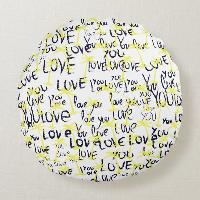 Love You Text Art  Round Pillow (Front)