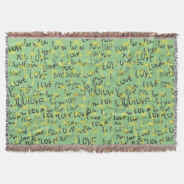Love You Text Pattern Creative Typography  Throw Blanket (Front)