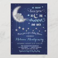 Love You The Moon and Back Baby Shower Invitation