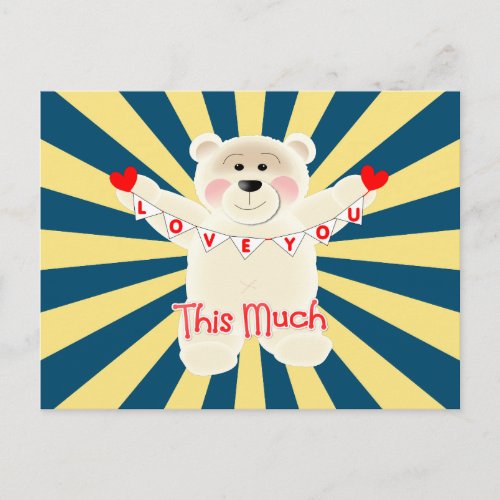 Love You This Much Cute Teddy Bear Postcard