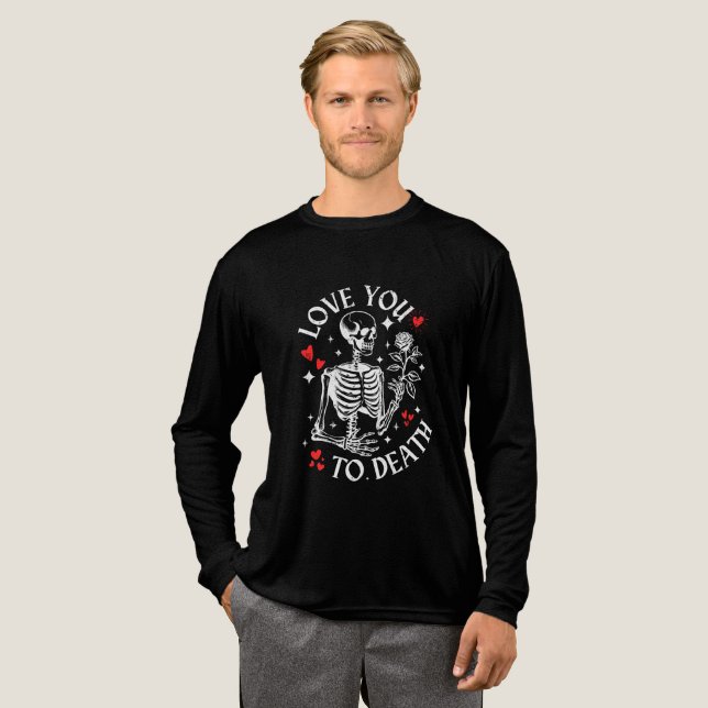 Love You To Death with Rose and Hearts Tri-Blend Shirt (Full Front)