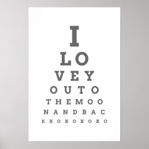 Love you to moon eye chart poster