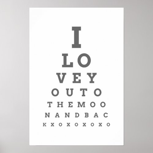 Love you to moon eye chart poster