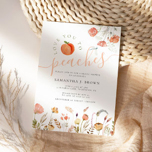 Love You To Peaches Elegant Bridal Shower Invitation