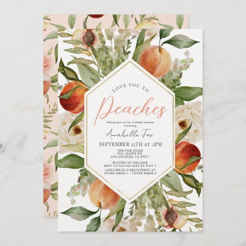 Love You to Peaches Floral Bridal Shower Invitation