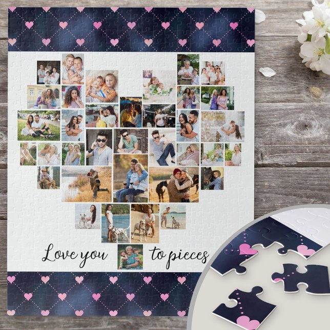 Love you to Pieces Heart Shaped 36 Photo Collage J Jigsaw Puzzle (Creator Uploaded)