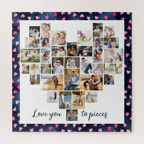 Love you to Pieces Heart Shaped 36 Photo Hearts Jigsaw Puzzle