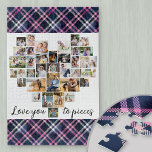 Love you to Pieces Heart Shaped 36 Photo Plaid Jigsaw Puzzle<br><div class="desc">Create your own heart shaped Photo Collage with 36 of your favorite family pictures, wedding photos etc. The design is lettered with cute caption, "love you to pieces" in handwritten script. The collage comprises a variety of landscape, portrait and square instagram formats to give you plenty of options when placing...</div>
