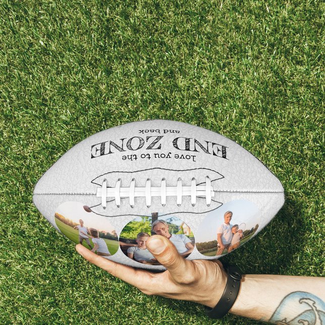 Love You to the End Zone and Back 3 Photo White Football (Creator Uploaded)