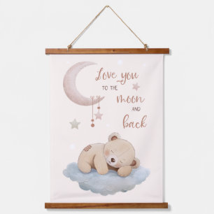 Love You to the Moon and Back - Adorable Bear Wall Hanging Tapestry