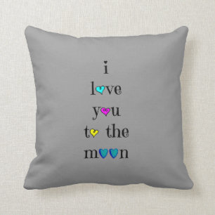 Love you to the Moon.... and back (aqua on gray) Throw Pillow