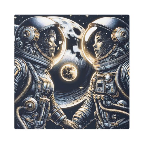 Love You to the Moon and Back  Astronauts Metal Print