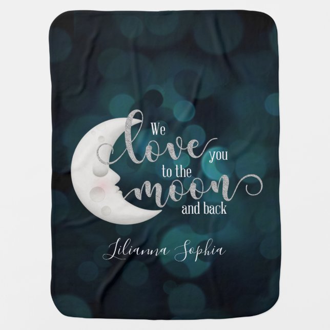 Love you to the moon and back baby blanket (Front)