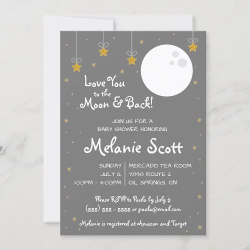 Love You to the Moon and Back  Baby Shower Invita Invitation