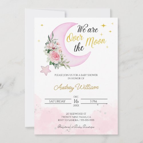 Love You To The Moon And Back Baby Shower  Invitation