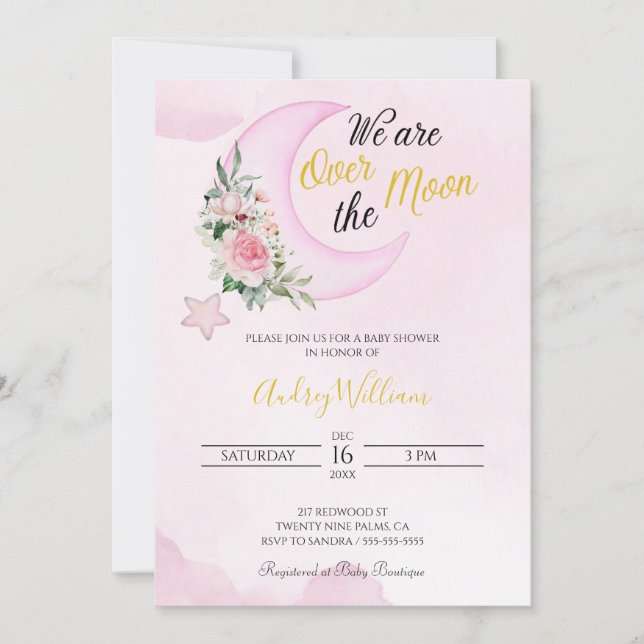 Love You To The Moon And Back Baby Shower  Invitation (Front)