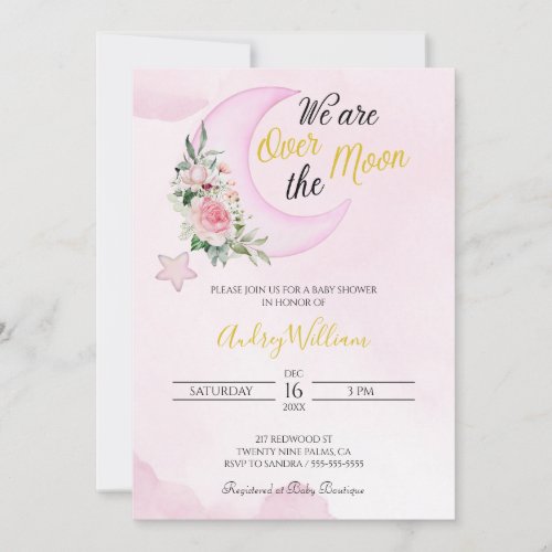 Love You To The Moon And Back Baby Shower  Invitation