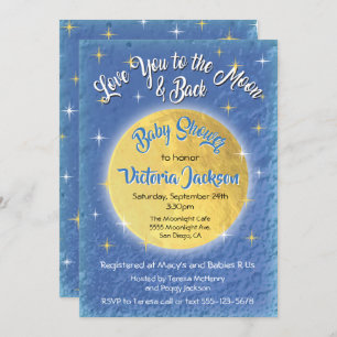 Love you to the moon and back baby shower invites