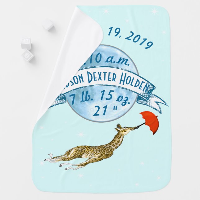 Love You to the Moon and Back Baby Stats Receiving Blanket (In Situ)