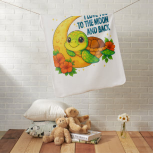 Love You to the Moon and Back Baby Turtle Blanket