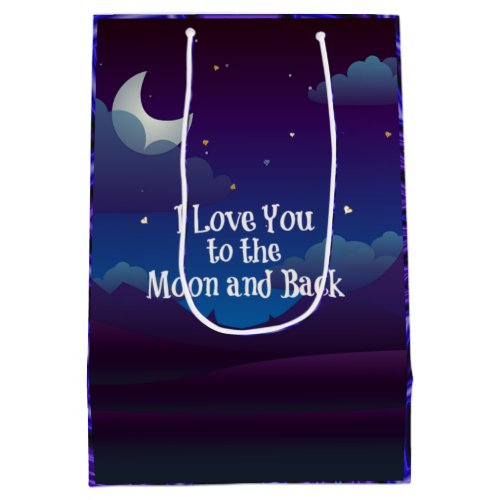 Love You to the Moon and Back Blue Indigo Medium Gift Bag