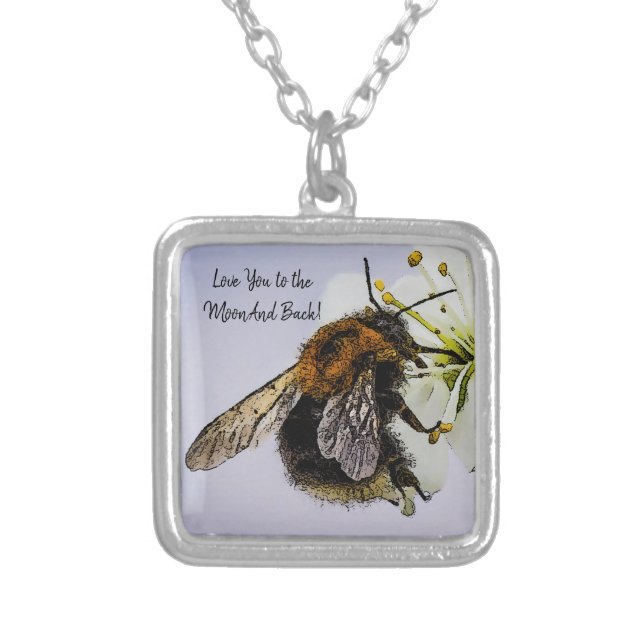 Love You to the Moon and Back Bumble Bee Necklace (Front)