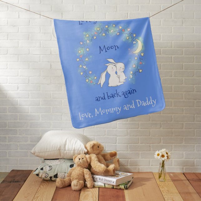 love you to the moon and back bunnies baby blanket (In Situ)