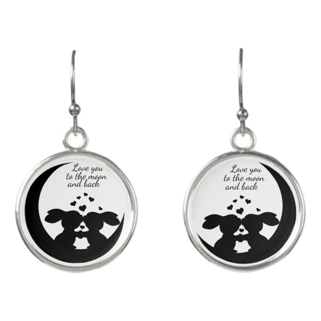 LOVE YOU TO THE MOON AND BACK BUNNIES EARRINGS (Front)