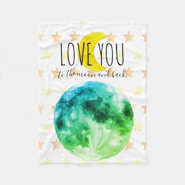 "Love You to the Moon and back" Customizable Fleece Blanket (Front)