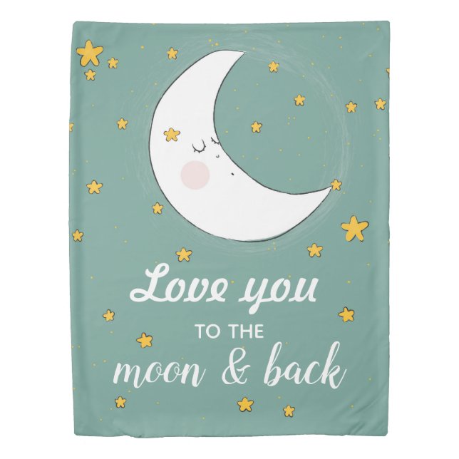 Love You to the Moon and Back Cute Art Duvet Cover (Front)