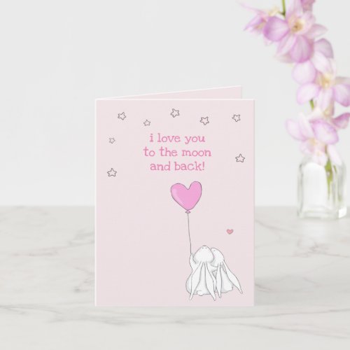 Love you to the moon and back Cute Rabbits Card