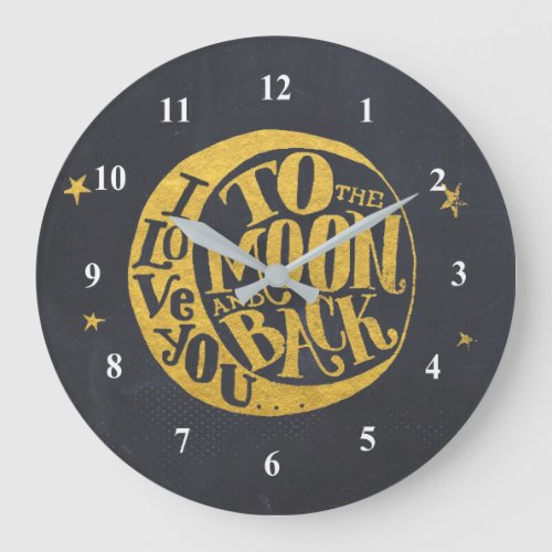 Love You To The Moon And Back Cute Romantic Large Clock