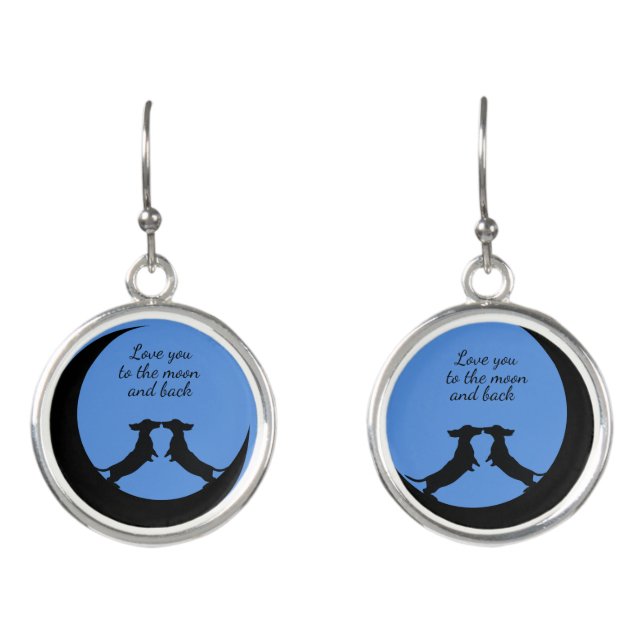 LOVE YOU TO THE MOON AND BACK DACHSHUND EARRINGS (Front)