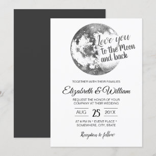 Love you to the Moon and Back Elegant Wedding Invitation