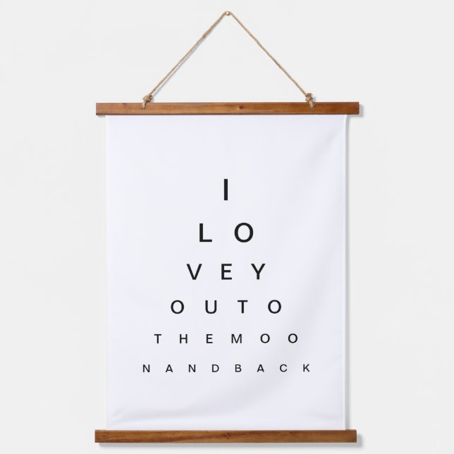 Love You to the Moon and Back Fun Eye Test Chart Hanging Tapestry (Front)