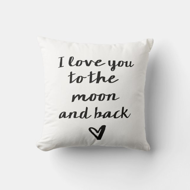 Love you to the moon and back heart throw pillow (Front)