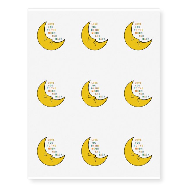 LOVE YOU TO THE MOON AND BACK - illustration Temporary Tattoos (Front)