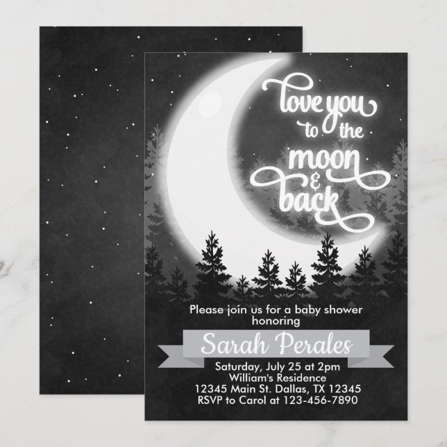 Love You to the Moon and Back Invitation Invite (Front/Back)